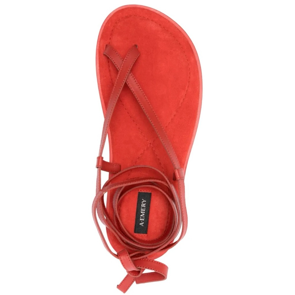 A. Emery Elliot red leather lace up sandals - NIB - Size 40